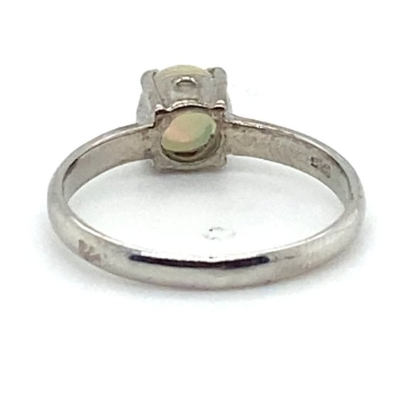 White Precious Opal .90ct Platinum Finish Solid 925 Sterling Silver Ring - Picture 5 of 7